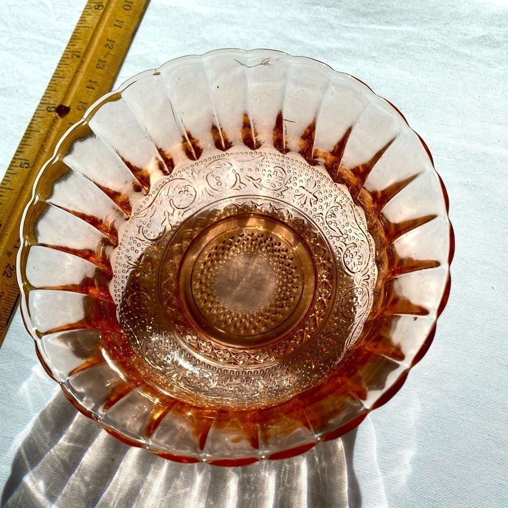Vintage KIG Indonesia Pink Glass Fluted Bowl